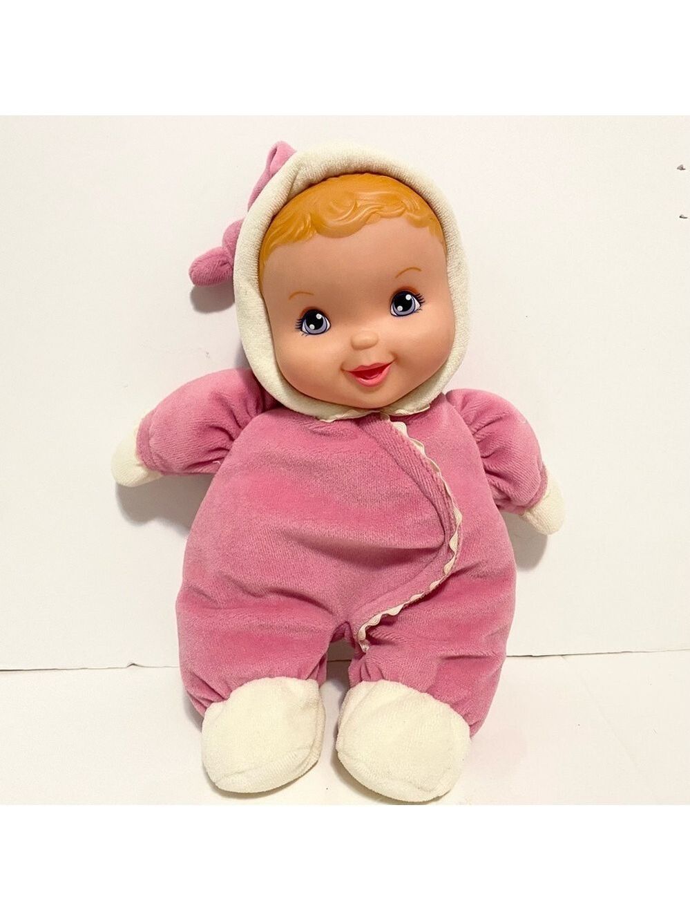 Lauer Water Baby Doll Pink Soft Outfit Sleeper Pink White Vintage Toy Blue Eyes